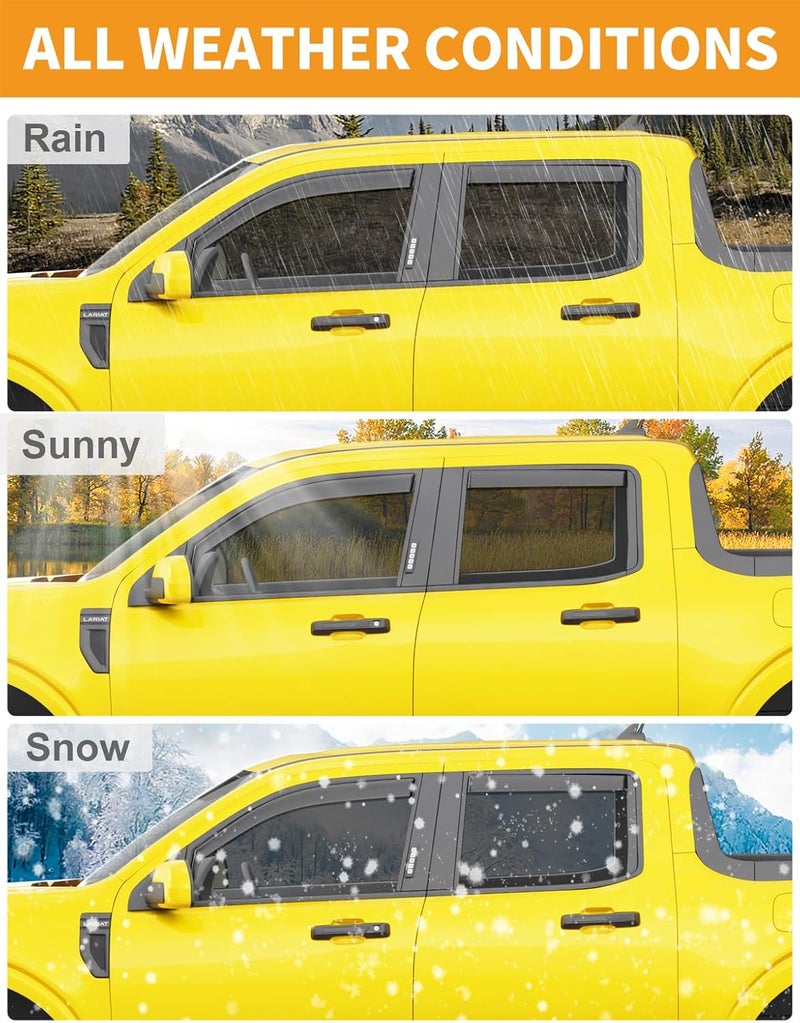 Deejecsun in-Channel Window Rain Guards Fit for Ford Maverick 2022 2023 2024 2025 2026 Rain Guard Extra Durable Window Deflectors Visors Truck Vent Visors Vent Shades Car Accessories - Image 5